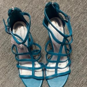 Christian Siriano Teal Strappy High Heel Sandals